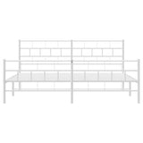 Metal Bed Frame without Mattress with Footboard White 193x203cm 355732