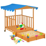 Kids Playhouse with Sandbox Fir Wood Blue UV50 91795