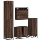 4 Piece Bathroom Furniture Set Brown Oak Engineered Wood 3301189