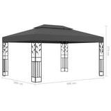 Gazebo with Double Roof&LED String Lights 3x4m Anthracite 3070299
