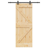 Sliding Door NARVIK Natural and Black 80 x 210 cm 3445230