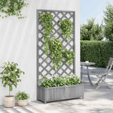 Planter with Trellis Grey Solid Wood Fir 365480