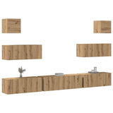 7 Piece TV Cabinet Set Wall-mounted Artisan Oak Engineered Wood 3329212