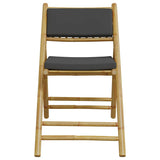 6 Piece Folding Bistro Chairs with Dark Grey Cushions Bamboo 3208926