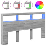 Headboard Cabinet with LED Grey Sonoma 180x17x102 cm 839215