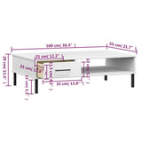 Coffee Table with Metal Legs White Solid Wood Pine OSLO 351038
