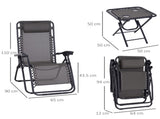 3pcs Folding Zero Gravity Chairs Sun Lounger Table Set w/ Cup Holders Reclining Garden Yard Pool, T3398P311639