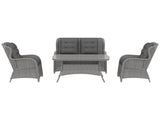Garden PE Rattan Dining Sofa Set, Outdoor 4 Seater Wicker Furniture, High Back Chairs with Cushions, T3398P320029