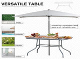 Garden Dining Table Glass Top Metal Frame with Parasol Hole Outdoor Balcony Grey 120L x 80Wcm T3398P314110