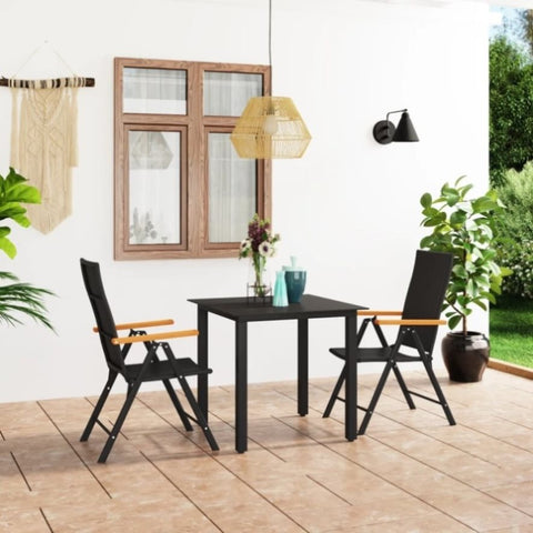 ZNTS 3 Piece Garden Dining Set Black and Brown 3060070