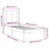 Bed Frame without Mattress Black 100x200 cm Solid Wood Pine 3104212