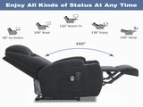 Electric Recliner Chair with 2-Point Massage & Heating, Black Fabric Indoor Functional Chair, 120kg 35128213