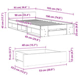 Bed Frame with Drawer without Mattress Concrete Grey 90x190 cm Single 3280786