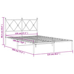 Metal Bed Frame without Mattress with Headboard White 120x190cm 376548