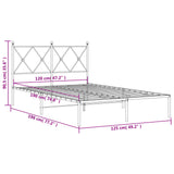 Metal Bed Frame without Mattress with Headboard White 120x190cm 376548