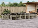 17 Piece Garden Dining Set with Cushions Light Grey Poly Rattan 3211787