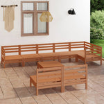 ZNTS 9 Piece Garden Lounge Set Solid Wood Pine Honey Brown 3082892