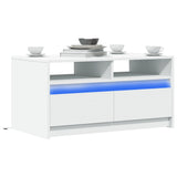 Coffee Table with LED Lights White Engineered Wood 851991