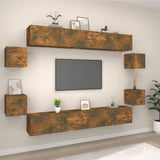8 Piece TV Cabinet Set Smoked Oak Engineered Wood 3114227