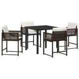 Garden Dining Set 5 pcs Brown Poly Rattan 3380753