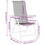 Folding Garden Chairs 8 pcs Black Coffee Poly Rattan 3270612