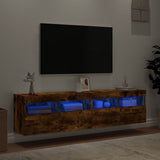 TV Wall Cabinets with LED Lights 2 pcs Smoked Oak 80x30x40 cm 837206