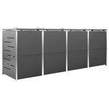 Quadruple Wheelie Bin Shed 276.5x77.5x115 cm Stainless Steel 149557