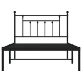 Metal Bed Frame without Mattress with Headboard Black 107x203cm 353533