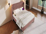 Upholstered Double with USB and Type-C Charging, Frame with Wooden Slatted Frame, Teenager N601P288478R