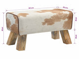 Bench 60 x 30 x 45 cm Real Leather Brown and White 42042107