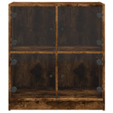 Side Cabinet with Glass Doors Smoked Oak 68x37x75.5 cm 836382