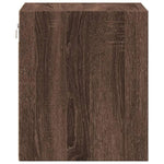ZNTS Wall-mounted Bedside Cabinet with LED Lights Brown Oak 852073