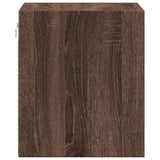 ZNTS Wall-mounted Bedside Cabinet with LED Lights Brown Oak 852073