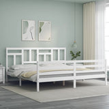 Bed Frame without Mattress White 200x200 cm Solid Wood 3194982