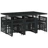 11 Piece Garden Dining Set with Cushions Black Poly Rattan 3210786