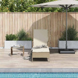 Sun Lounger Beige and Cream White 55 x 200 x 92 cm Poly Rattan 365429