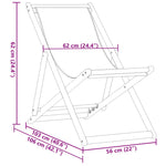 Folding Beach Chair Leaf Pattern Solid Wood Eucalyptus and Fabric 366566