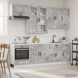 Kitchen Unit LUCCA 8 pcs Concrete Grey Engineered Wood 3438146