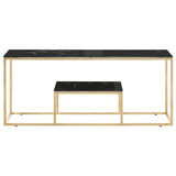 Coffee Table Gold Stainless Steel and Tempered Glass 350020