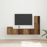 TV Cabinet Set Wall-mounted 4 pcs Old Wood Engineered Wood 3409004