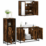 3 Piece Bathroom Furniture Set Smoked Oak Engineered Wood 3300952