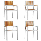 Outdoor Dining Set 5 pcs Solid Acacia Wood and Stainless Steel 3334790
