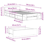 ZNTS Bed Frame with Drawer without Mattress Smoked Oak 90x190 cm Single 3280787