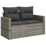 9 Piece Garden Sofa Set with Cushions Grey Poly Rattan Acacia 3327504