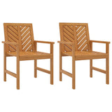 Garden Dining Chair Set of 2 Natural Acacia Solid Acacia Wood 362227