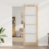 Sliding Door Natural 83 x 232 cm Solid Pine Wood and Glass 3332225