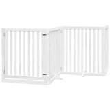 Dog Gate with Door Foldable 4 Panels White 320 cm Poplar Wood 352251