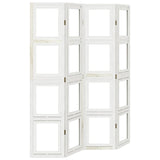 Room Divider 4 Panels White Solid Wood Paulownia 358690