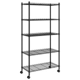 ZNTS 5-Tier Storage Shelf with Wheels 75x35x155 cm Black 250 kg 324630
