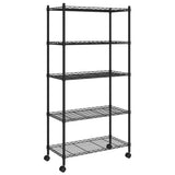 5-Tier Storage Shelf with Wheels 75x35x155 cm Black 250 kg 324630